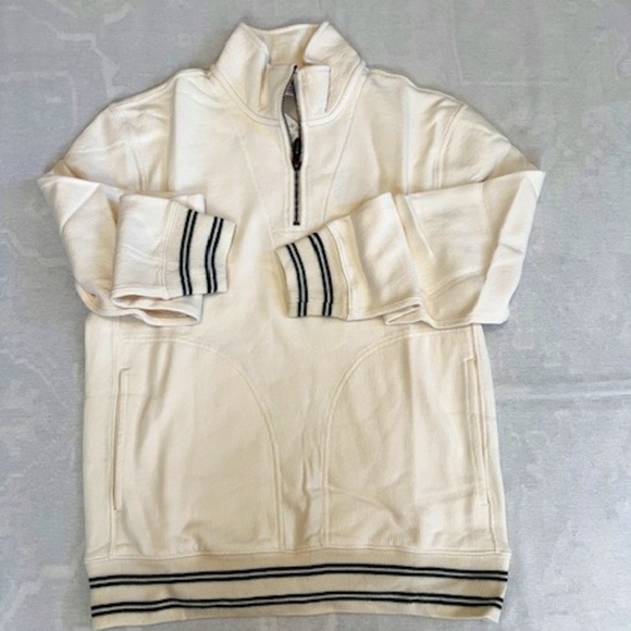 J Crew Small Ivory Quarter-zip Sweatshirt NWT​​​​​​​​​​​​​​​ - Picture 1 of 5